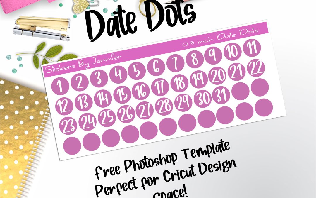 Date Dots Planner Sticker Photoshop Template (Free)